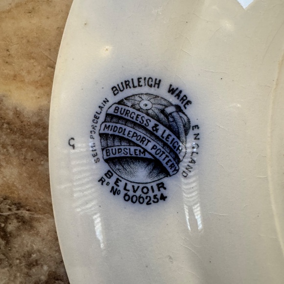 Antique Flow Blue & White Burgess & Leigh Burleigh Ware BELVOIR 9" Plate - Picture 4 of 4